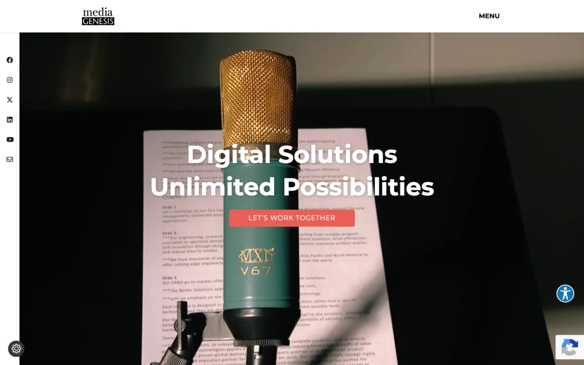 Media Genesis homepage, captured September 28, 2026
